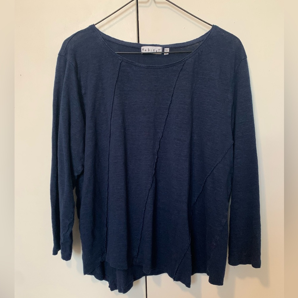 Habitat Blue Panel Play Asymmetrical 100% Linen Top